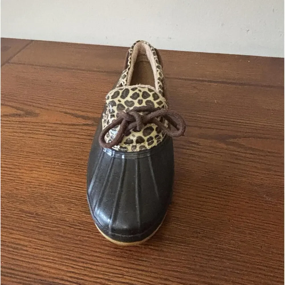 Sperry Womens Size 7 Saltwater 1 Eye Slip On Cheetah Duck Boots Shoes - Picture 9 of 9